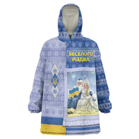 Ukraine Ded Moroz And Snegurochka Christmas Wearable Blanket Hoodie With Wool Effect Patterns - Wonder Print Shop