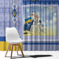 Ukraine Ded Moroz And Snegurochka Christmas Window Curtain With Wool Effect Patterns - Wonder Print Shop