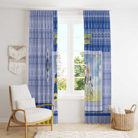 Ukraine Ded Moroz And Snegurochka Christmas Window Curtain With Wool Effect Patterns - Wonder Print Shop