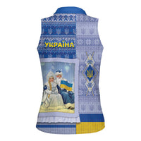Ukraine Ded Moroz And Snegurochka Christmas Women Sleeveless Polo Shirt With Wool Effect Patterns - Wonder Print Shop