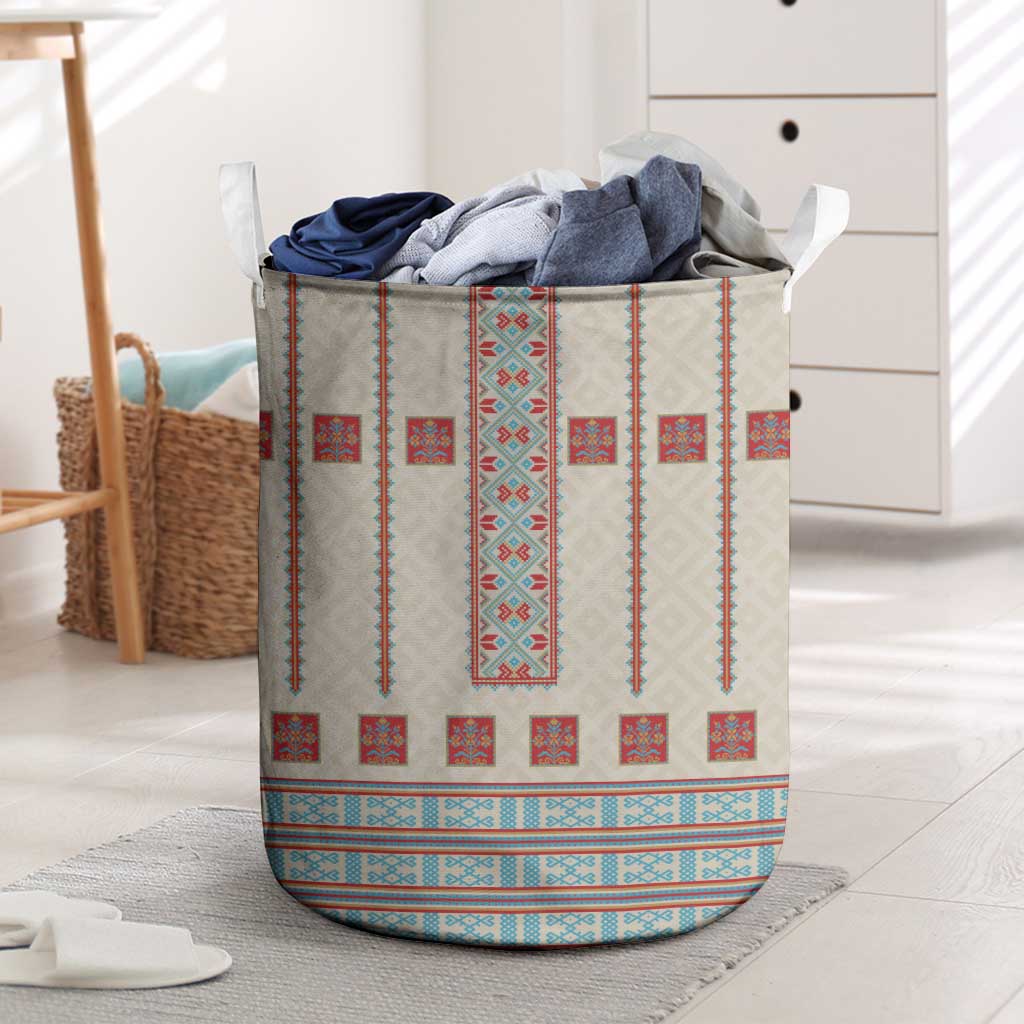 Lithuanian National Costume Laundry Basket Traditional Folk Pattern - Wonder Print Shop