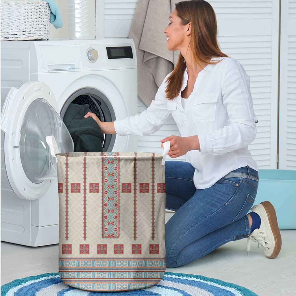 Lithuanian National Costume Laundry Basket Traditional Folk Pattern - Wonder Print Shop