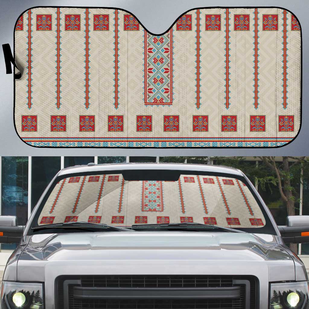 Lithuanian National Costume Auto Sun Shade Traditional Folk Pattern - Wonder Print Shop