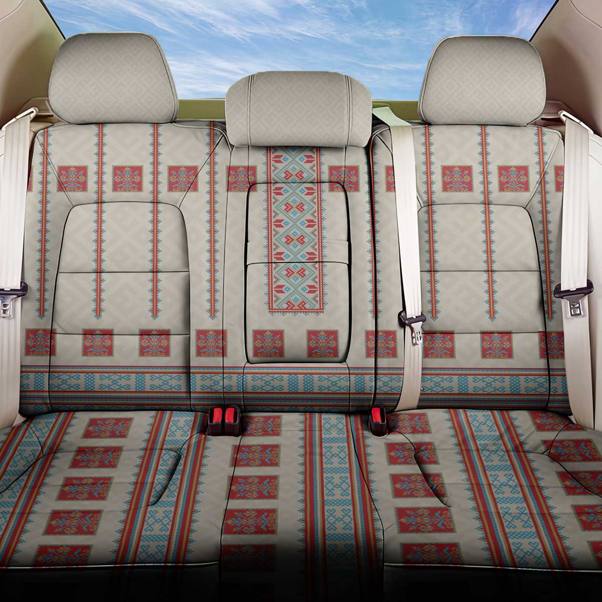 Lithuanian National Costume Back Car Seat Cover Traditional Folk Pattern - Wonder Print Shop