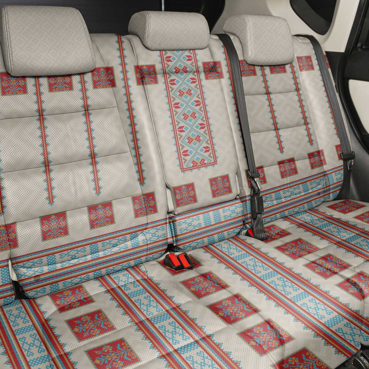Lithuanian National Costume Back Car Seat Cover Traditional Folk Pattern - Wonder Print Shop
