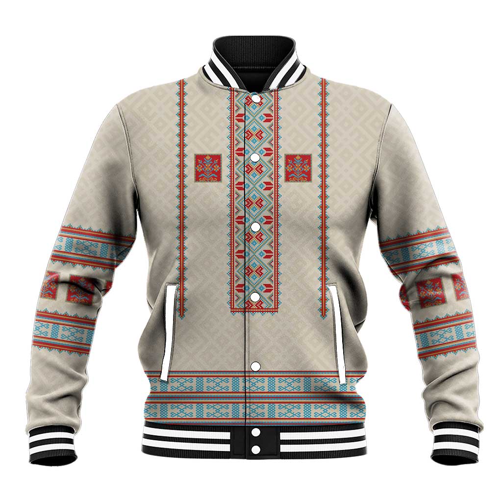 Lithuanian National Costume Baseball Jacket Traditional Folk Pattern - Wonder Print Shop