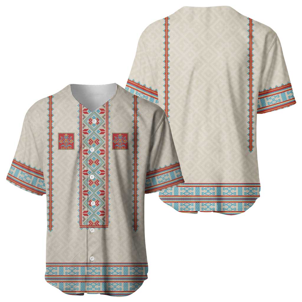 Lithuanian National Costume Baseball Jersey Traditional Folk Pattern - Wonder Print Shop