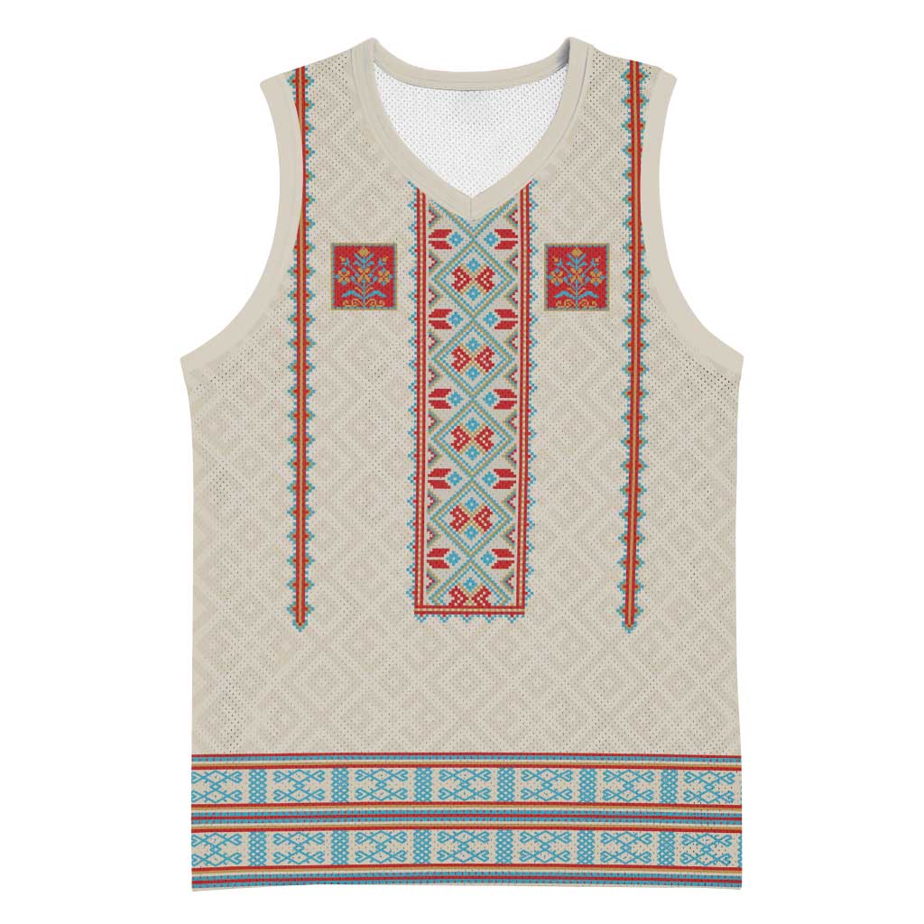 Lithuanian National Costume Basketball Jersey Traditional Folk Pattern - Wonder Print Shop