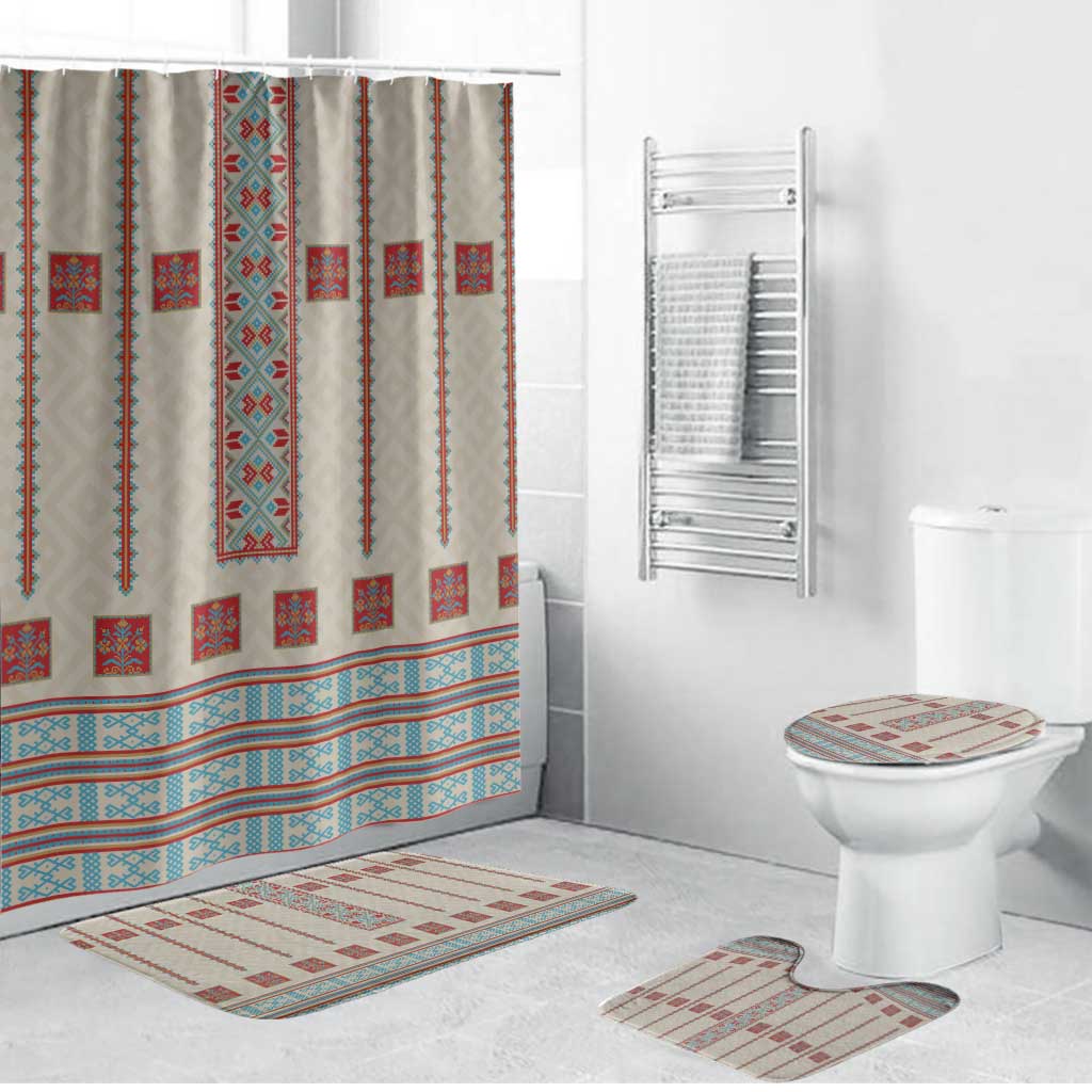 Lithuanian National Costume Bathroom Set Traditional Folk Pattern - Wonder Print Shop