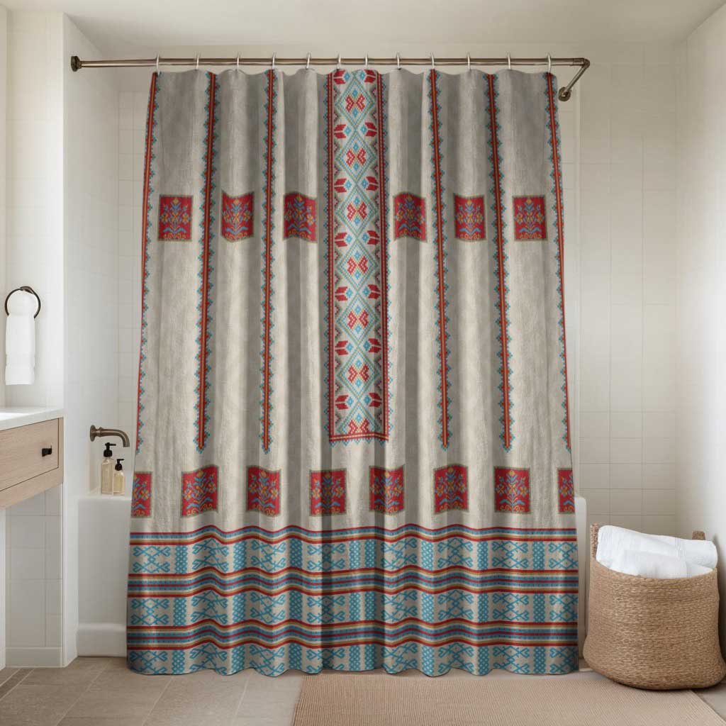 Lithuanian National Costume Bathroom Set Traditional Folk Pattern - Wonder Print Shop