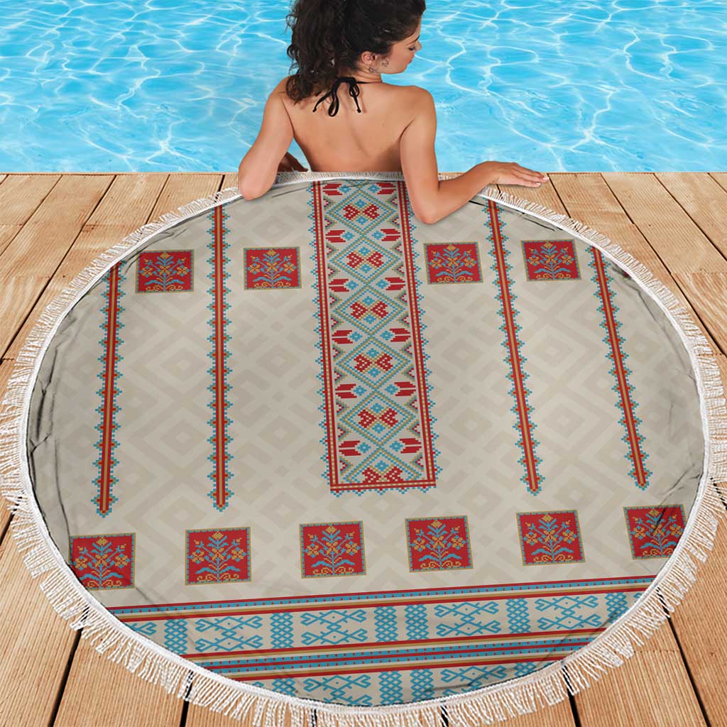 Lithuanian National Costume Beach Blanket Traditional Folk Pattern - Wonder Print Shop