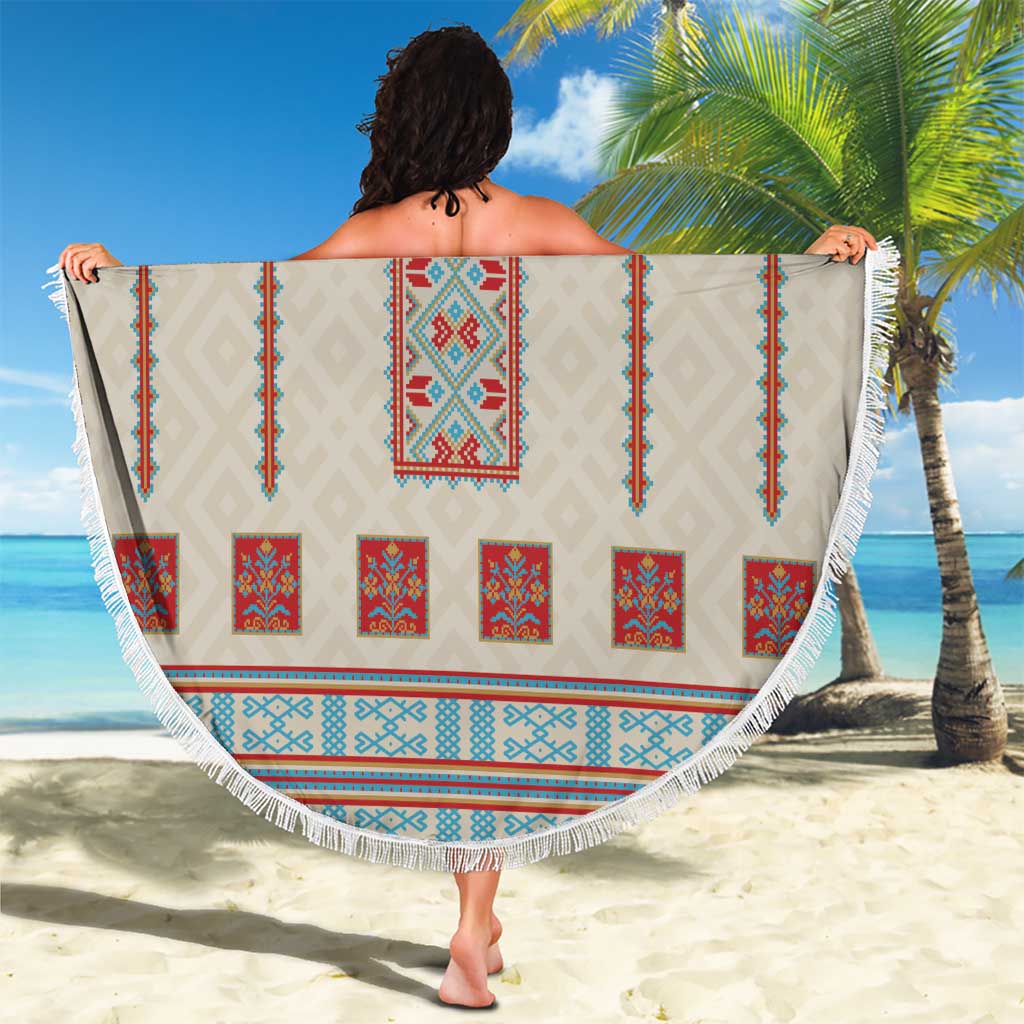 Lithuanian National Costume Beach Blanket Traditional Folk Pattern - Wonder Print Shop
