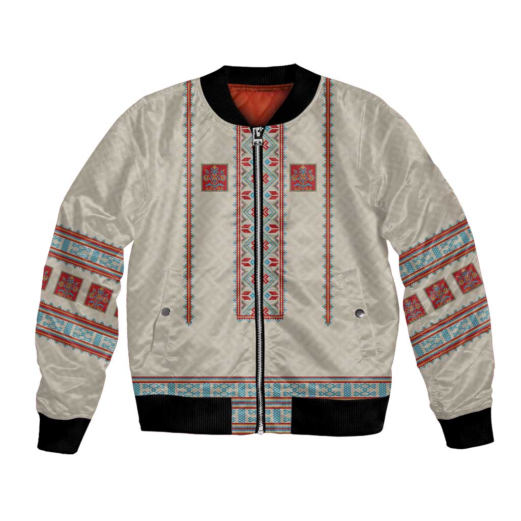 Lithuanian National Costume Bomber Jacket Traditional Folk Pattern - Wonder Print Shop