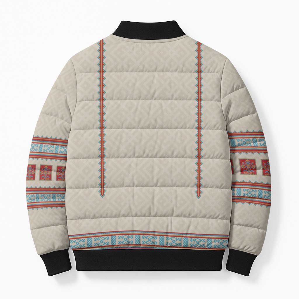 Lithuanian National Costume Bomber Puffer Jacket Traditional Folk Pattern - Wonder Print Shop