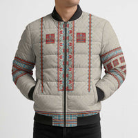 Lithuanian National Costume Bomber Puffer Jacket Traditional Folk Pattern - Wonder Print Shop