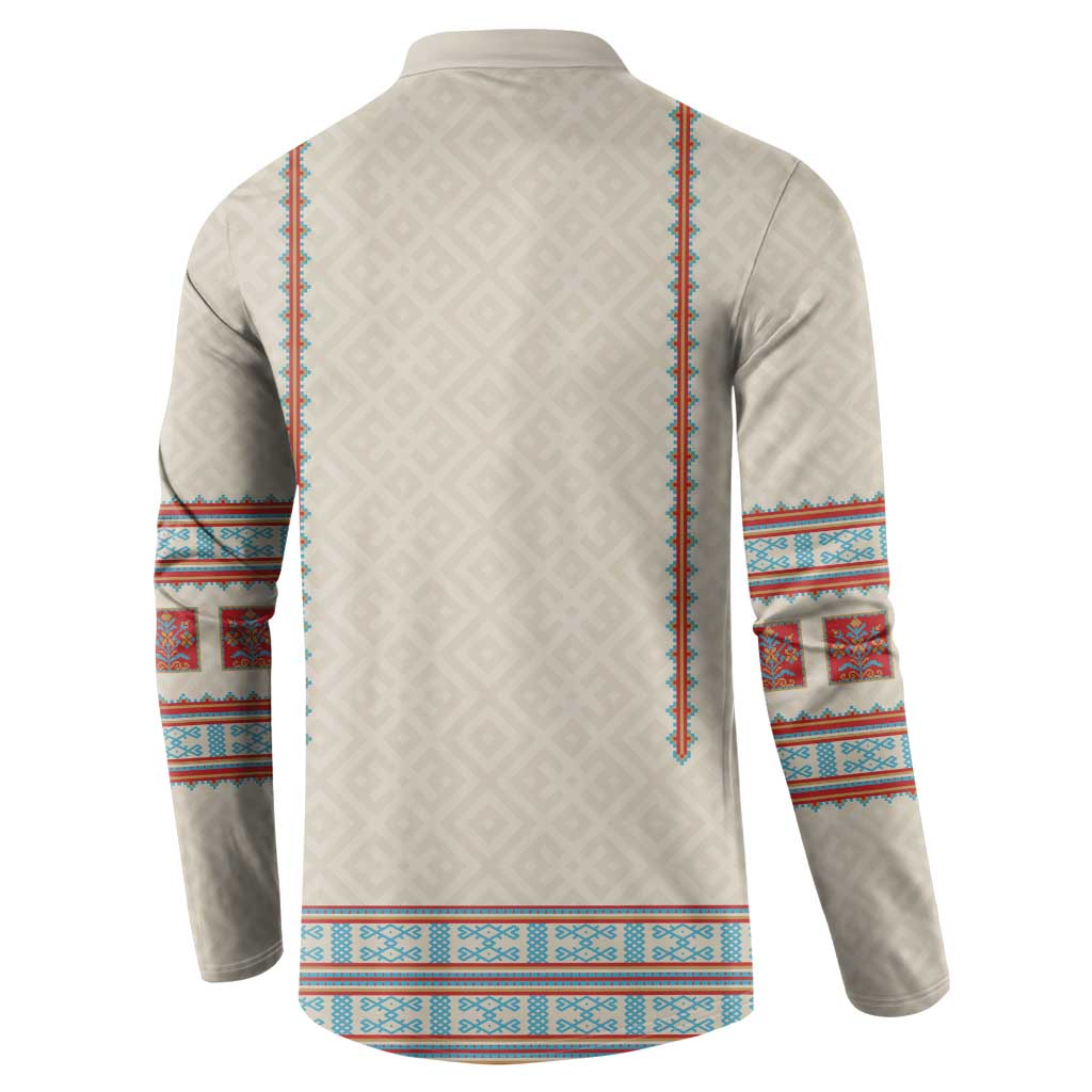 Lithuanian National Costume Button Sweatshirt Traditional Folk Pattern - Wonder Print Shop