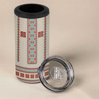 Lithuanian National Costume 4 in 1 Can Cooler Tumbler Traditional Folk Pattern - Wonder Print Shop
