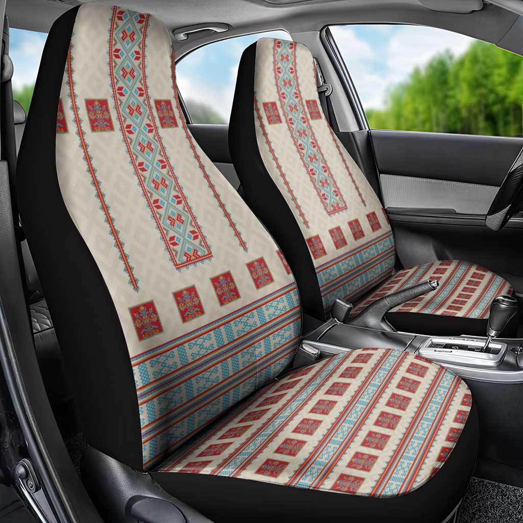 Lithuanian National Costume Car Seat Cover Traditional Folk Pattern - Wonder Print Shop