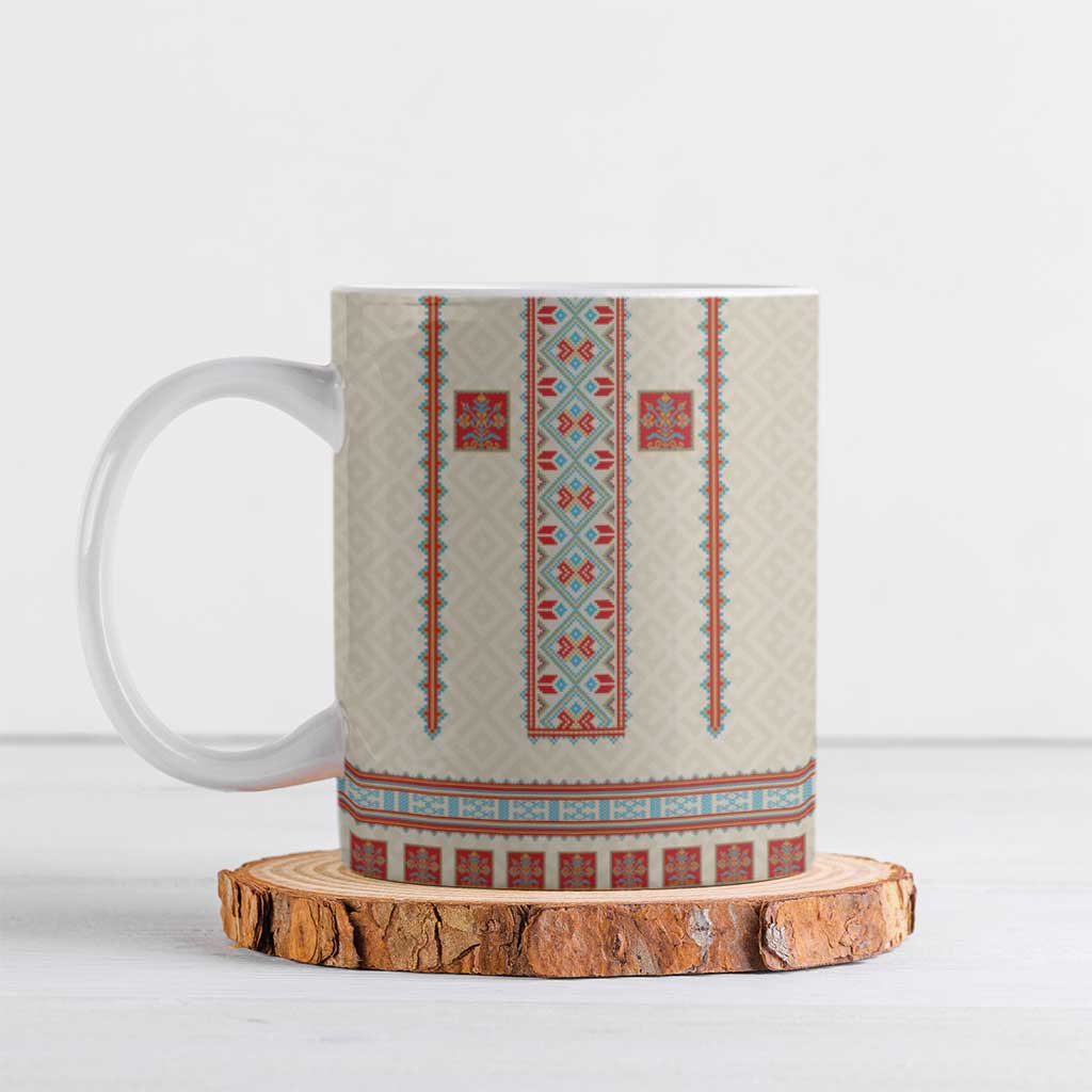 Lithuanian National Costume Ceramic Mug Traditional Folk Pattern - Wonder Print Shop
