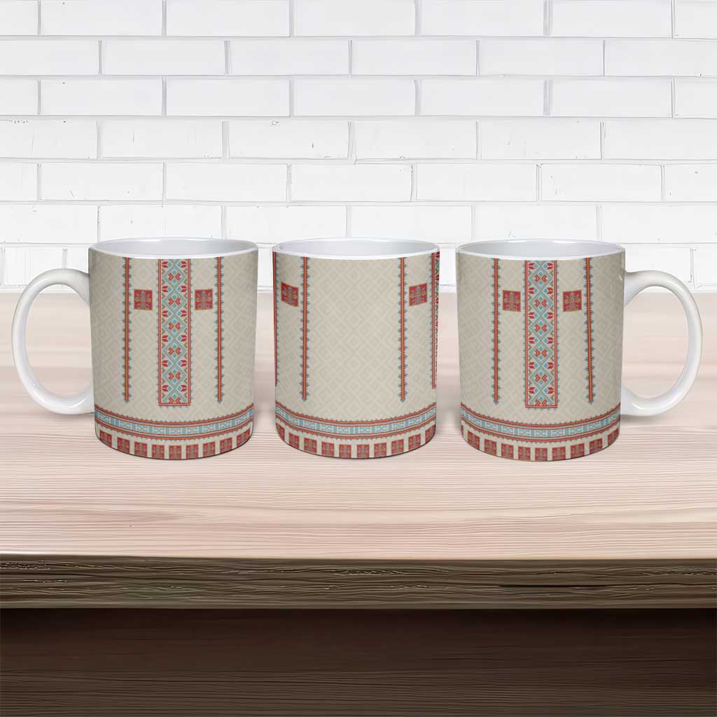 Lithuanian National Costume Ceramic Mug Traditional Folk Pattern - Wonder Print Shop