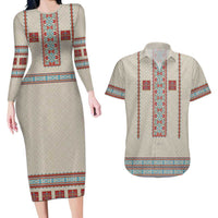 Lithuanian National Costume Couples Matching Long Sleeve Bodycon Dress and Hawaiian Shirt Traditional Folk Pattern - Wonder Print Shop