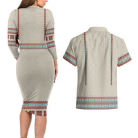 Lithuanian National Costume Couples Matching Long Sleeve Bodycon Dress and Hawaiian Shirt Traditional Folk Pattern - Wonder Print Shop
