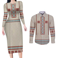 Lithuanian National Costume Couples Matching Long Sleeve Bodycon Dress and Long Sleeve Button Shirt Traditional Folk Pattern - Wonder Print Shop