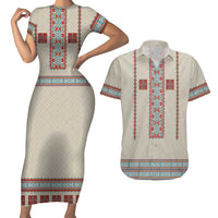 Lithuanian National Costume Couples Matching Short Sleeve Bodycon Dress and Hawaiian Shirt Traditional Folk Pattern - Wonder Print Shop