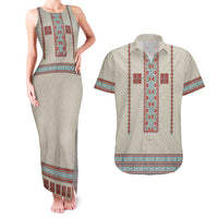 Lithuanian National Costume Couples Matching Tank Maxi Dress and Hawaiian Shirt Traditional Folk Pattern - Wonder Print Shop