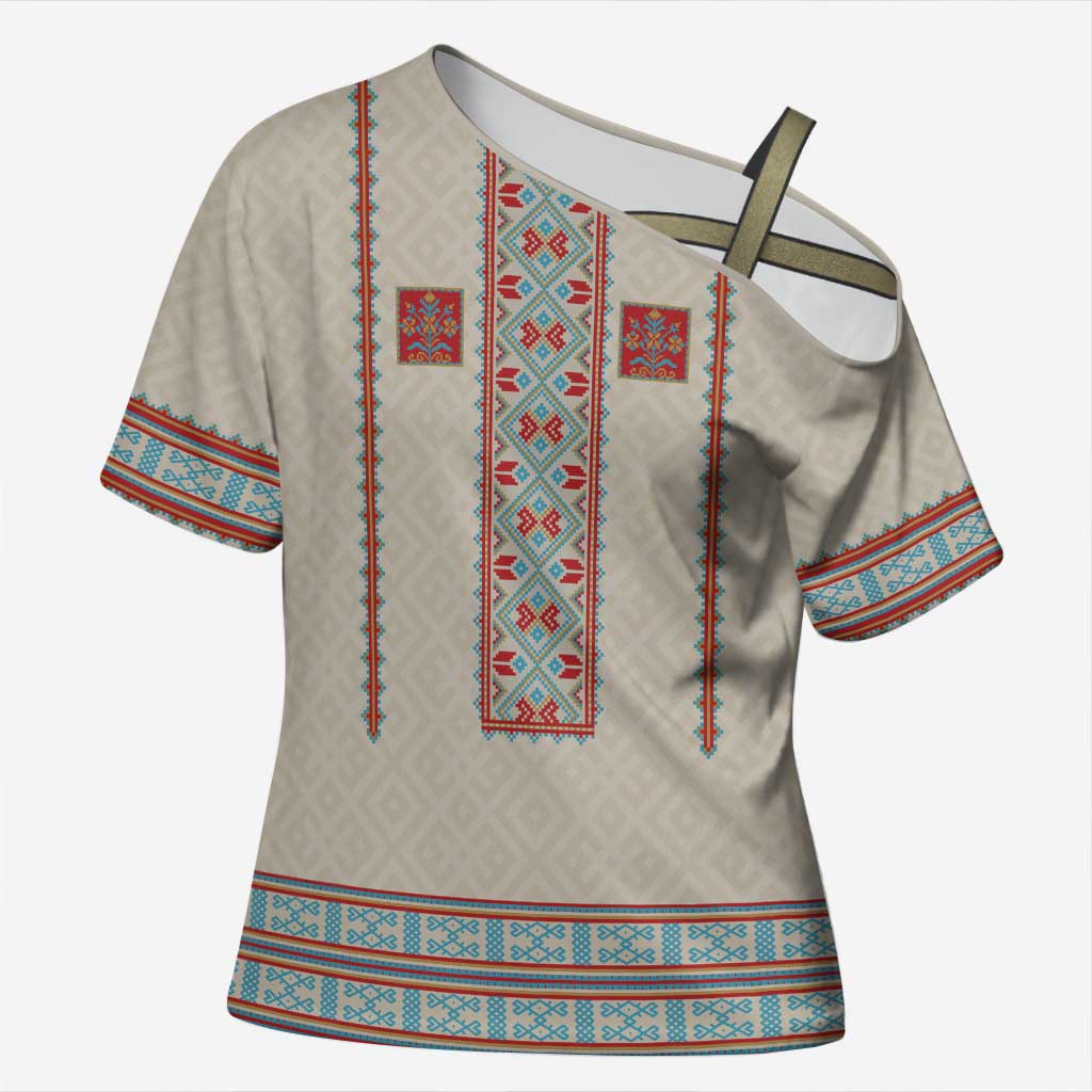 Lithuanian National Costume Cross Shoulder Shirt Traditional Folk Pattern - Wonder Print Shop