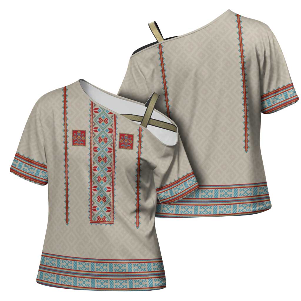 Lithuanian National Costume Cross Shoulder Shirt Traditional Folk Pattern - Wonder Print Shop