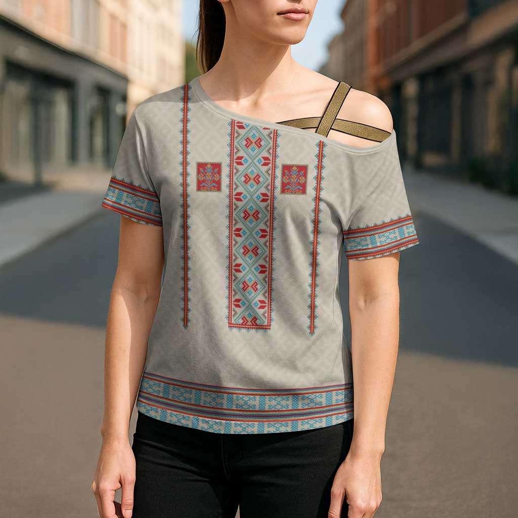 Lithuanian National Costume Cross Shoulder Shirt Traditional Folk Pattern - Wonder Print Shop
