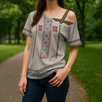 Lithuanian National Costume Cross Shoulder Shirt Traditional Folk Pattern - Wonder Print Shop
