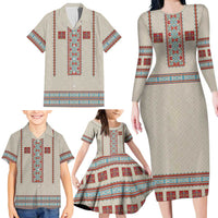 Lithuanian National Costume Family Matching Long Sleeve Bodycon Dress and Hawaiian Shirt Traditional Folk Pattern - Wonder Print Shop