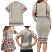 Lithuanian National Costume Family Matching Long Sleeve Bodycon Dress and Hawaiian Shirt Traditional Folk Pattern - Wonder Print Shop