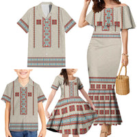 Lithuanian National Costume Family Matching Mermaid Dress and Hawaiian Shirt Traditional Folk Pattern - Wonder Print Shop