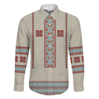 Lithuanian National Costume Family Matching Off The Shoulder Long Sleeve Dress and Hawaiian Shirt Traditional Folk Pattern - Wonder Print Shop