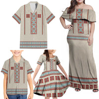 Lithuanian National Costume Family Matching Off Shoulder Maxi Dress and Hawaiian Shirt Traditional Folk Pattern - Wonder Print Shop