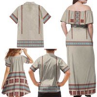 Lithuanian National Costume Family Matching Off Shoulder Maxi Dress and Hawaiian Shirt Traditional Folk Pattern - Wonder Print Shop