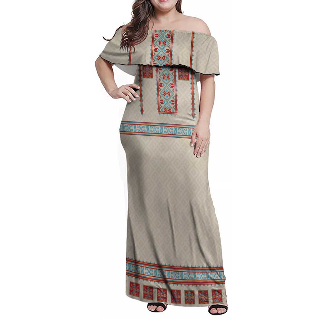 Lithuanian National Costume Family Matching Off Shoulder Maxi Dress and Hawaiian Shirt Traditional Folk Pattern - Wonder Print Shop