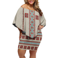 Lithuanian National Costume Family Matching Off Shoulder Short Dress and Hawaiian Shirt Traditional Folk Pattern - Wonder Print Shop