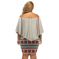 Lithuanian National Costume Family Matching Off Shoulder Short Dress and Hawaiian Shirt Traditional Folk Pattern - Wonder Print Shop