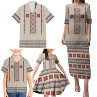 Lithuanian National Costume Family Matching Puletasi and Hawaiian Shirt Traditional Folk Pattern - Wonder Print Shop