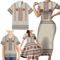 Lithuanian National Costume Family Matching Short Sleeve Bodycon Dress and Hawaiian Shirt Traditional Folk Pattern - Wonder Print Shop