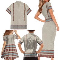Lithuanian National Costume Family Matching Short Sleeve Bodycon Dress and Hawaiian Shirt Traditional Folk Pattern - Wonder Print Shop