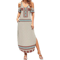 Lithuanian National Costume Family Matching Summer Maxi Dress and Hawaiian Shirt Traditional Folk Pattern - Wonder Print Shop