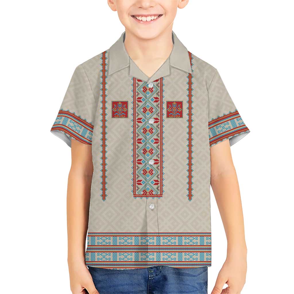 Lithuanian National Costume Family Matching Tank Maxi Dress and Hawaiian Shirt Traditional Folk Pattern - Wonder Print Shop