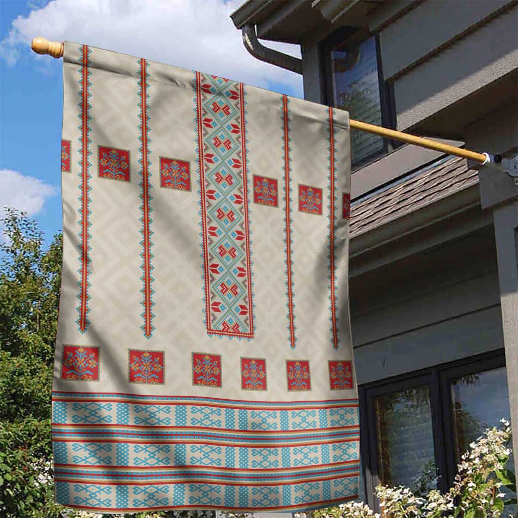 Lithuanian National Costume Garden Flag Traditional Folk Pattern - Wonder Print Shop