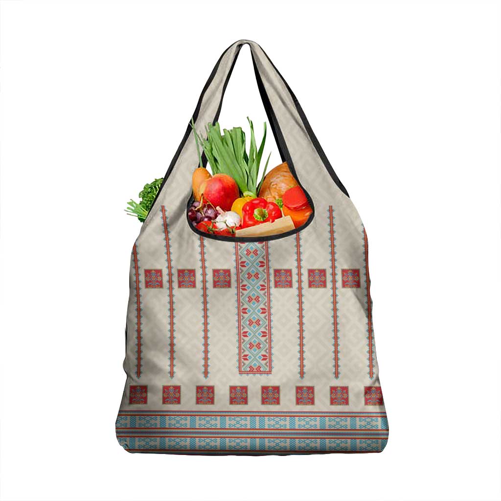 Lithuanian National Costume Grocery Bag Traditional Folk Pattern - Wonder Print Shop