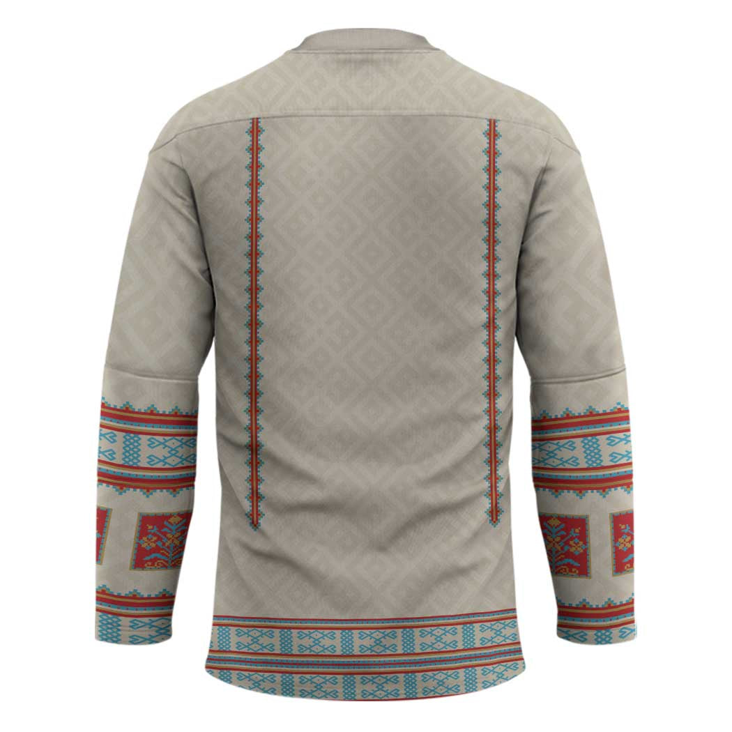 Lithuanian National Costume Hockey Jersey Traditional Folk Pattern - Wonder Print Shop